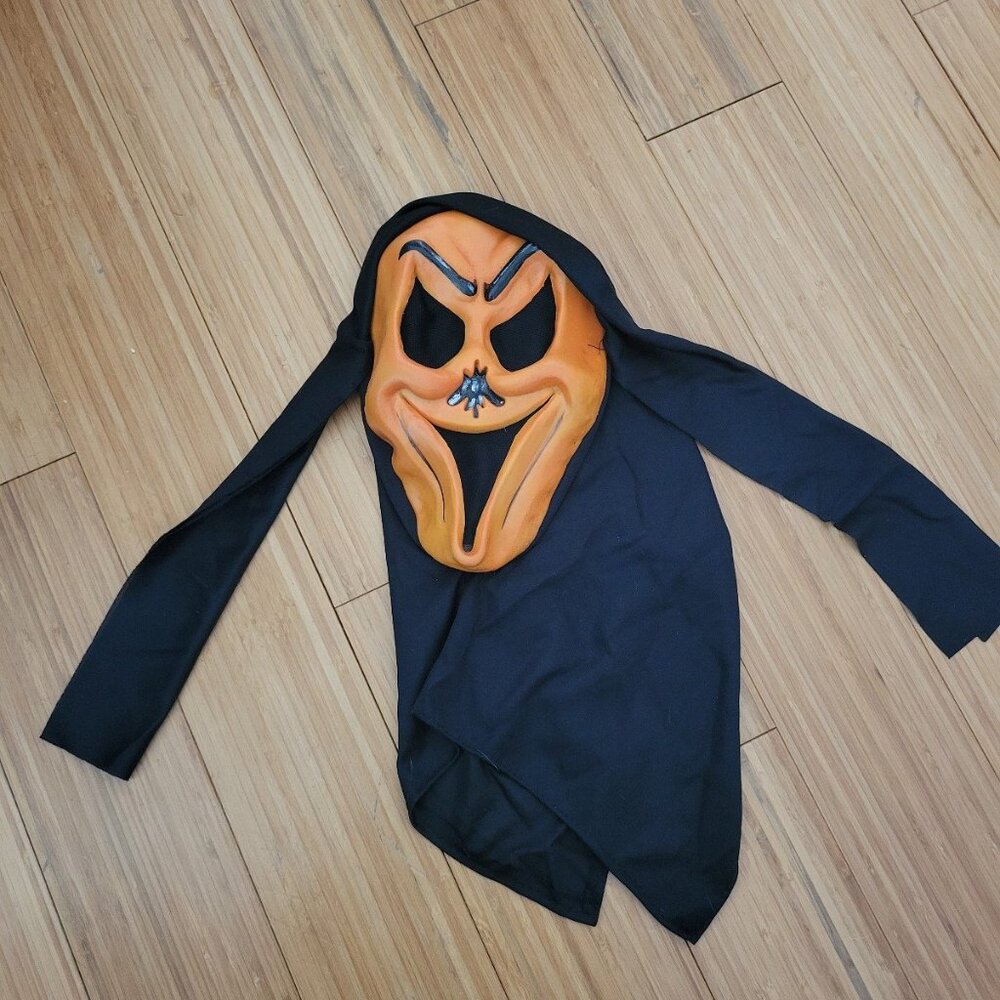 Vintage Halloween Scream Mask Orange Face No Nose Frankensteie Rubies Costume